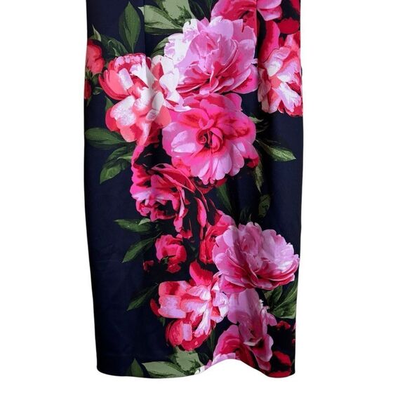 Vince Camuto Navy & Pink Floral Sheath Dress Knee Length Size 6 NEW Office Work - Picture 6 of 16